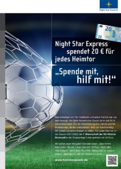 Night Star Express spendet 20€ je Heimtor