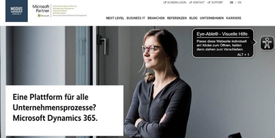 Barrierefreie Webseite des Softwareanbieters MODUS Consult