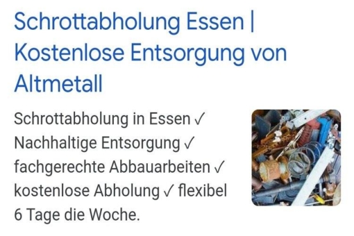 Die Schrottabholung Essen wird das Altmetall loswerden durch ein professioneller Schrotthändler