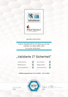 Qualitätssiegel "Validierte IT-Sicherheit":  interco Group! erneut für Datensicherheit ausgezeichnet