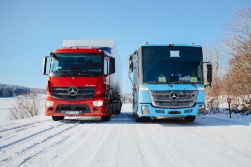 Mercedes-Benz Lkw im Wintertest:  eActros und eEconic treffen auf Väterchen Frost