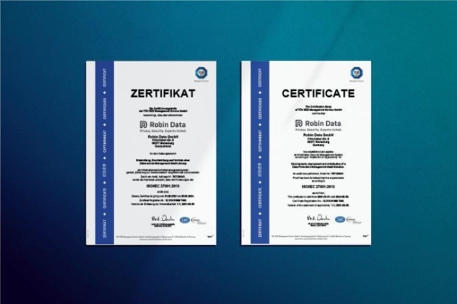Robin Data erhält ISO 27001 Zertifizierung vom TÜV Süd