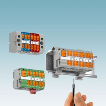 Kompakte, modulare Verteilerblöcke mit seitlichem Push-in Anschluss