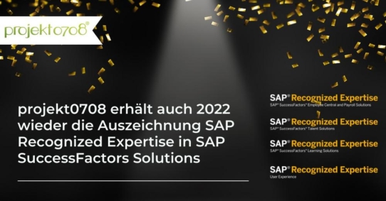 projekt0708 erhält auch 2022 wieder die Auszeichnung SAP Recognized Expertise in SAP SuccessFactors Solutions