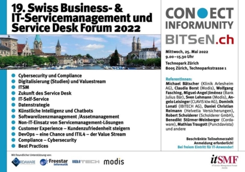 19. Swiss Business & IT-Servicemanagement und Service Desk Forum 2022