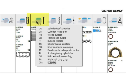 Katalogproduktion mit Daten aus TecDoc für Dana VICTOR REINZ