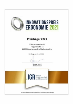 COBA Europe erhält den Innovationspreis Ergonomie 2021