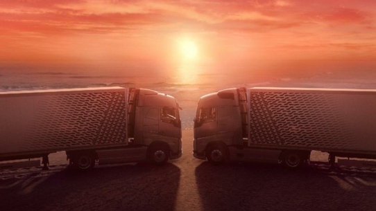Zwei Volvo FH verlieben sich im neuen Film Hals über Kopf ineinander