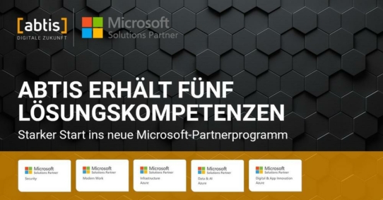 abtis startet mit fünf Lösungskompetenzen in neues Microsoft-Partnerprogramm