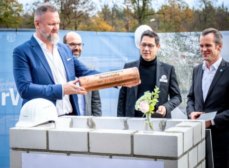 Kondor Wessels legt Grundstein für 70 neue Eigentumswohnungen in Offenbach am Main.