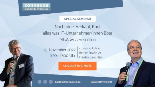 Spezial-Tages-Seminar IT-Unternehmensverkauf-; Zukauf - M&A in der IT-Branche (Seminar | Frankfurt am Main)