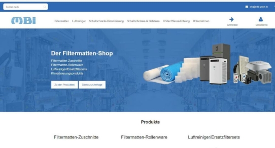Der Filtermatten-Shop von MBI in neuem Design