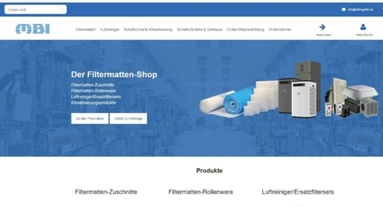 Der Filtermatten-Shop von MBI in neuem Design