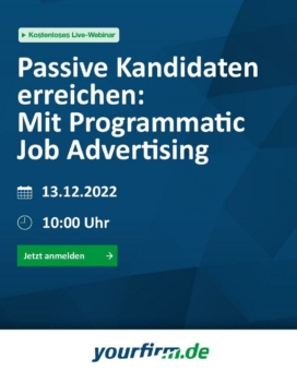 Kostenloses Recruiting-Webinar speziell für KMUs: Mehr Bewerber dank Programmatic Job Advertising (Webinar | Online)