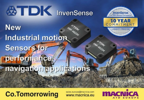 TDKs neue robuste und genaue Bewegungssensoren für industrielle Anwendungen bieten Fehlertoleranz und Software-Synergien für High-Performance Navigationssysteme