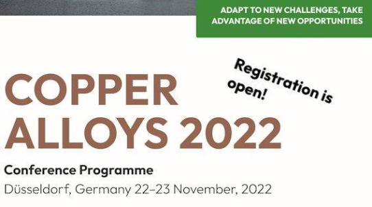 Internationale Tagung Copper Alloys 2022 Wissenschaftliche und technische Entwicklungen zur Verwendung von Kupferwerkstoffen diskutieren