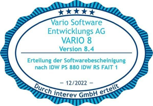 Prüfung bestanden: Die VARIO Software erhält IDW-PS-880-Zertifizierung