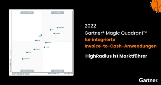Gartner positioniert HighRadius als Leader in seinem ersten Magic Quadrant für integrierte Invoice-to-Cash-Anwendungen