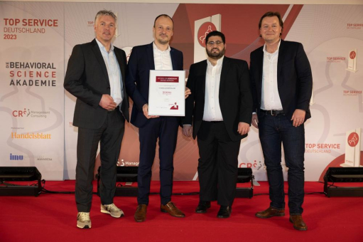 Auch 2023 gewinnt e-masters den TOP SERVICE Deutschland Preis