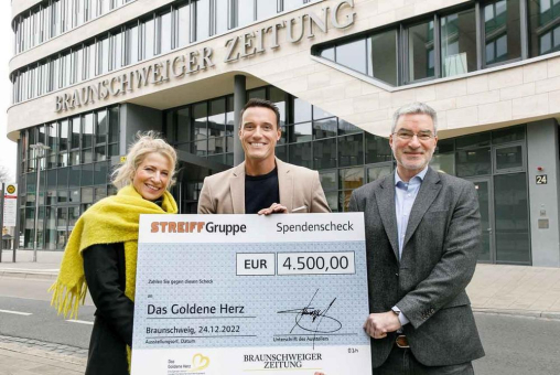 Mit einer digitalen Spendenaktion sammelt die STREIFFGruppe 4.500 Euro für die Aktion „Das Goldene Herz“ der Braunschweiger Zeitung