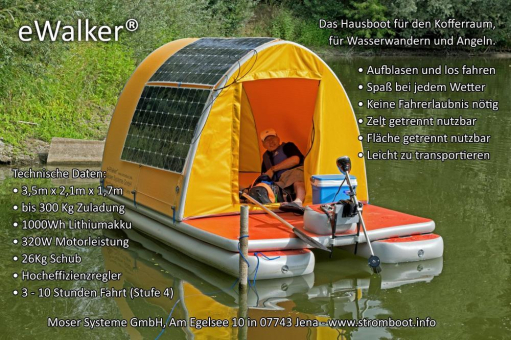 eWalker - das Hausboot für den Kofferraum auf der Beach&Boat in Leipzig