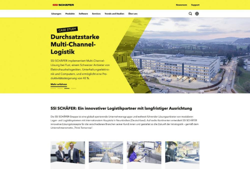 SSI Schäfer Unternehmenswebsite mit modernem Design, verbesserter Benutzer-freundlichkeit und zielgruppenspezifischen Inhalten