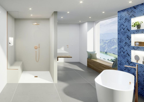 Mut zur Farbe in Dusche und Bad: neue Ablaufabdeckungen im Metallic-Design