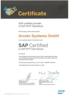 Arvato Systems erhält SAP®-Zertifizierung für Outsourcing-Partner im SAP BTP-Betrieb