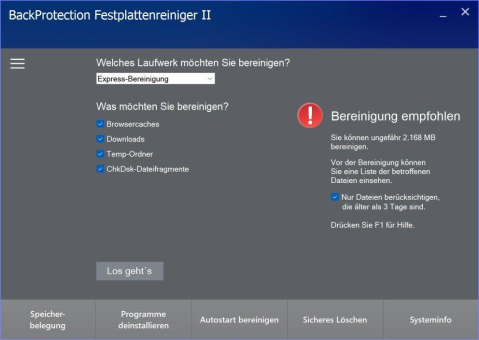 PC aufräumen leicht gemacht: Der BackProtection Festplattenreiniger II