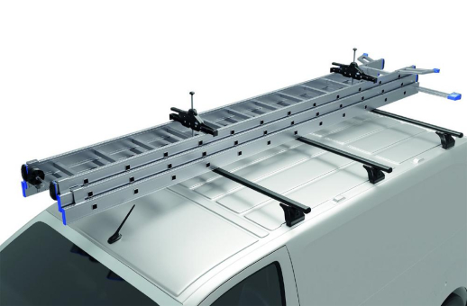 Leitern sicher und komfortabel auf dem Dach von Fahrzeugen transportieren - kein Problem mit dem KRAUSE Leiterhalter-Set für Dachgepäckträger