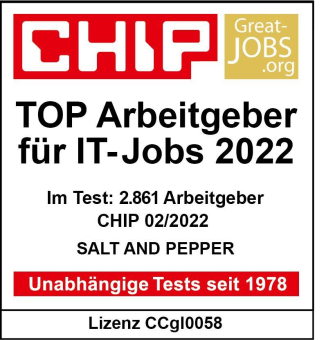 Kampf um Talente: SALT AND PEPPER von CHIP zum „TOP-Arbeitgeber für IT-Jobs“ gekürt