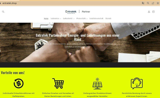 Entratek eröffnet B2B-Shop für Wiederverkäufer und Fachpartner- Online-Großhandel für Ladestationen und Photovoltaik