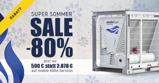 SUPER SOMMER SALE - 80% auf mobile Kälte von mobiheat