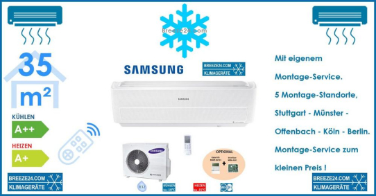 SAMSUNG Klimaanlage Wandgerät WindFree Excklusive 3,5 kW - AR 12 RXPXBWKN/Neu + AR 12 RXPXBWKX/Neu R32 Set für 1 Zimmer mit 35 m² Fläche