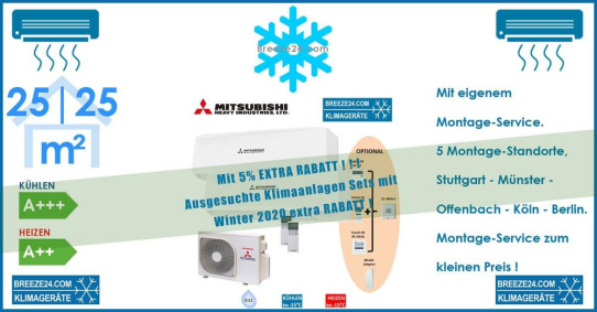 Mitsubishi Heavy Klimaanlage Wandgerät Set 2 x SRK 25 ZS-W + Außengerät SCM 40 ZS-W 2,5 kW R32 Set für 2 Zimmer mit je 25 | 25 m²