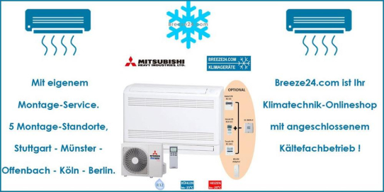 MITSUBISHI Klimaanlagen Set SRF 50 ZMX-W Truhengerät + SRC 50 ZSX-W R32 5,5 KW für 1 Zimmer mit 50 m ²