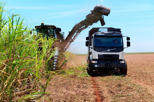 Selbstlenkender Lkw von Volvo Trucks im Einsatz auf brasilianischen Zuckerrohrfeldern