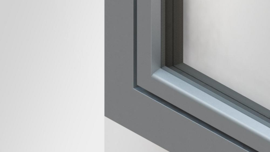Funktionales Rahmenbauteil für Holz-Aluminium-Fenster mit wasserablaufender Wirkung