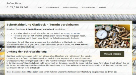 Die Schrottabholung Gladbeck holt Ihren Schrott kostenlos bei Ihnen zu Hause ab