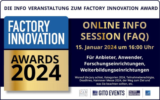 Informieren und Teilnehmen: FACTORY INNOVATION AWARDS 2024