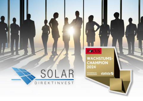 Auszeichnung durch FOCUS Business: Solar Direktinvest gehört zu den wachstumsstärksten Unternehmen Deutschlands