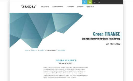 Traxpay invites to the Sustainable Supply Chain Finance Roundtable at Green Finance