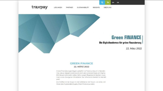 Traxpay lädt zum Roundtable Sustainable Supply Chain Finance auf der Green FINANCE