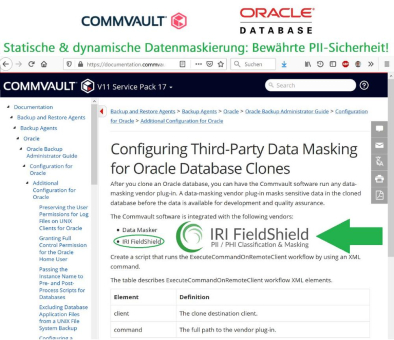 ❌ DB-Cloning mit Datenmaskierung ❌ Oracle Datenbank via Commvault klonen + direkt mit Plug-In sensible Daten maskieren ❗