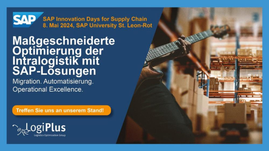 Die SAP EWM-Experten von LogiPlus stellen an den SAP Innovation Days for Supply Chain 2024 aus