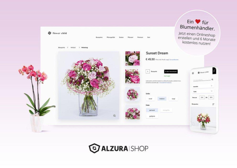 Blumenläden können ALZURA Shop 6 Monate kostenlos nutzen
