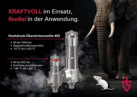 Neue Maßstäbe für Hochdruckanwendungen: Goetze KG Armaturen bringt neues Überströmventil der Baureihe 493 auf den Markt