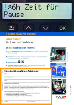 Aktualisiert: Fahreranweisung Arbeitszeit für Lkw- und Busfahrer