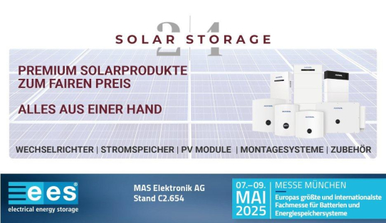 Die MAS Elektronik AG zeigt auf der ees Europe 2025 Lösungen für PV-Anlagen und Stromspeicher