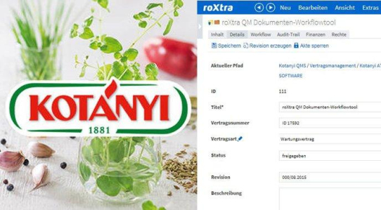 Innovative Dokumentenlenkung mit der Software roXtra bei Kotányi